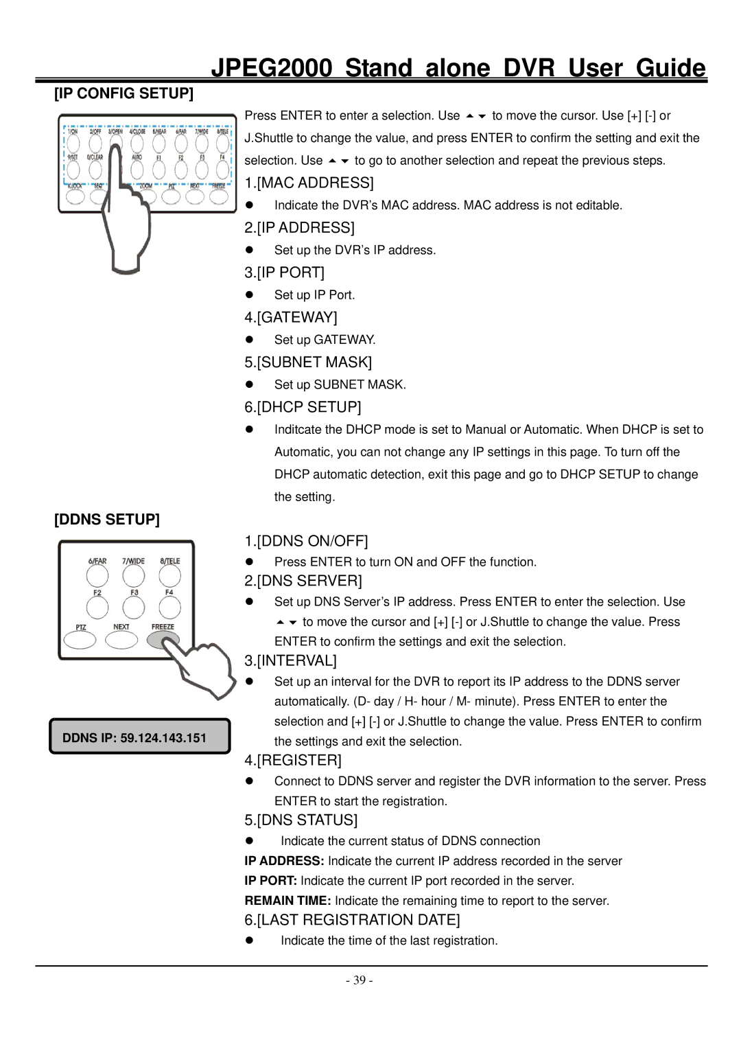 Hitachi JPEG2000 manual IP Config Setup Ddns Setup 