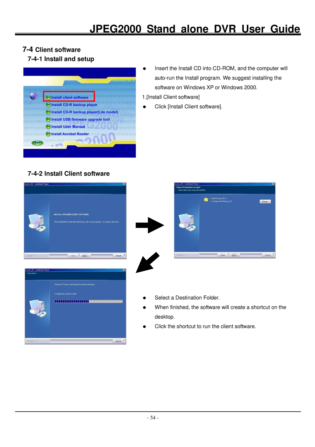 Hitachi JPEG2000 manual 4Client software Install and setup, Install Client software 