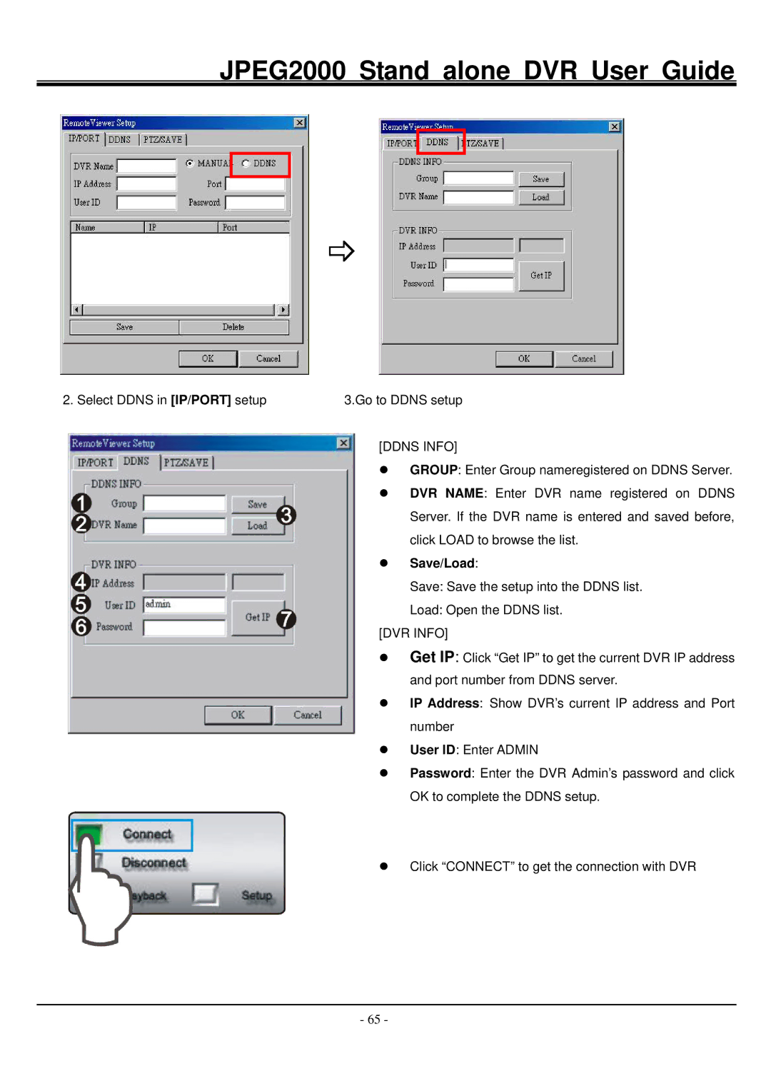 Hitachi JPEG2000 manual Ddns Info, Save/Load 