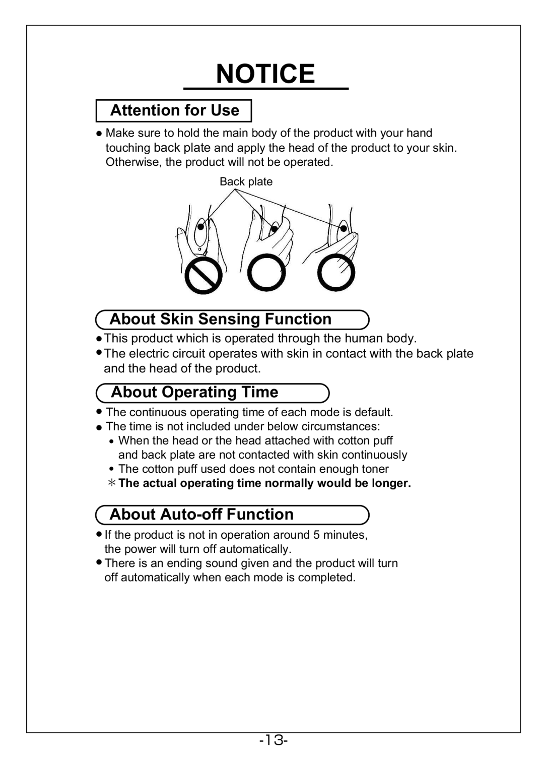 Hitachi KH-182B manual About Skin Sensing Function 