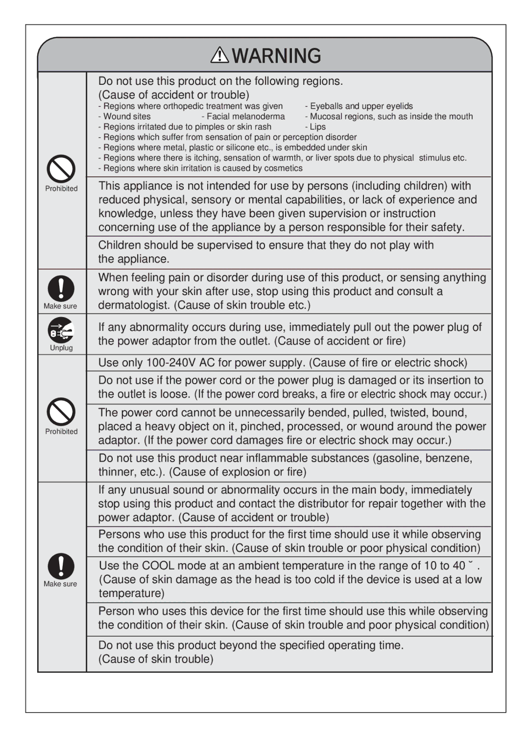 Hitachi KH-186B manual Power adaptor. Cause of accident or trouble 