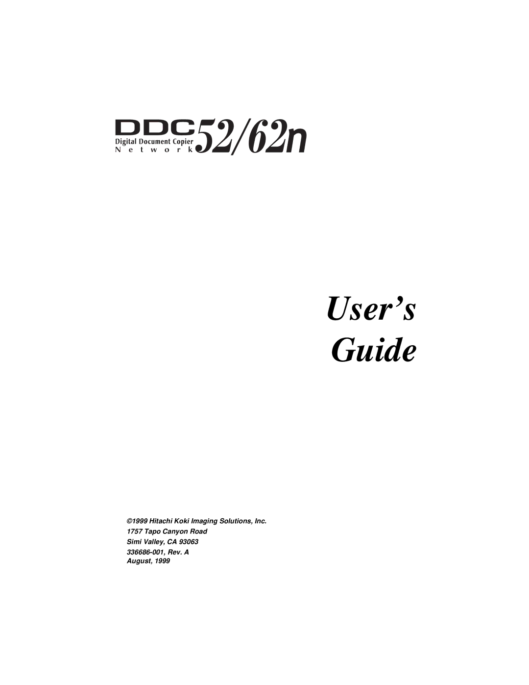 Hitachi Koki USA 52 manual User’s Guide 