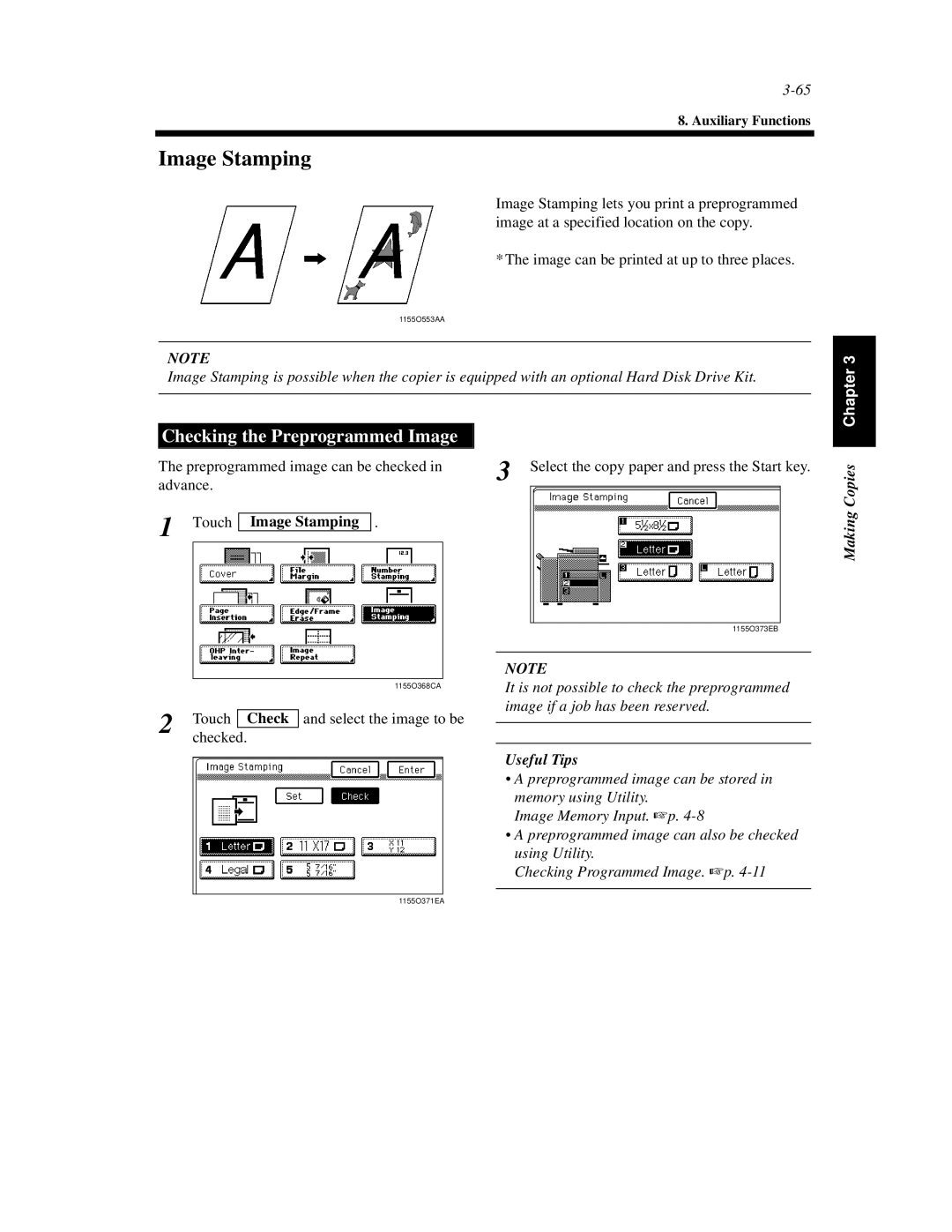 Hitachi Koki USA 52 manual Checking the Preprogrammed Image, Touch Image Stamping 