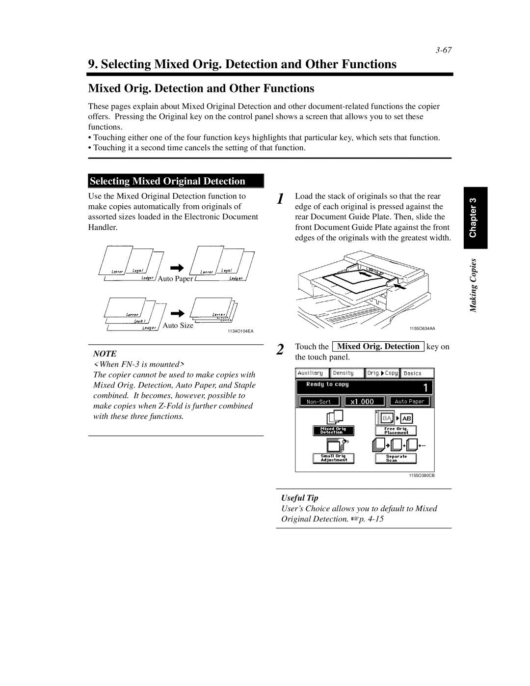 Hitachi Koki USA 52 manual Selecting Mixed Orig. Detection and Other Functions, Selecting Mixed Original Detection 