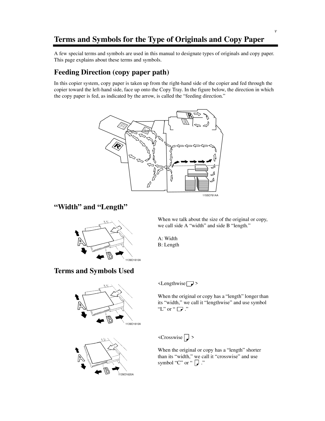 Hitachi Koki USA 52 manual Terms and Symbols for the Type of Originals and Copy Paper, Feeding Direction copy paper path 