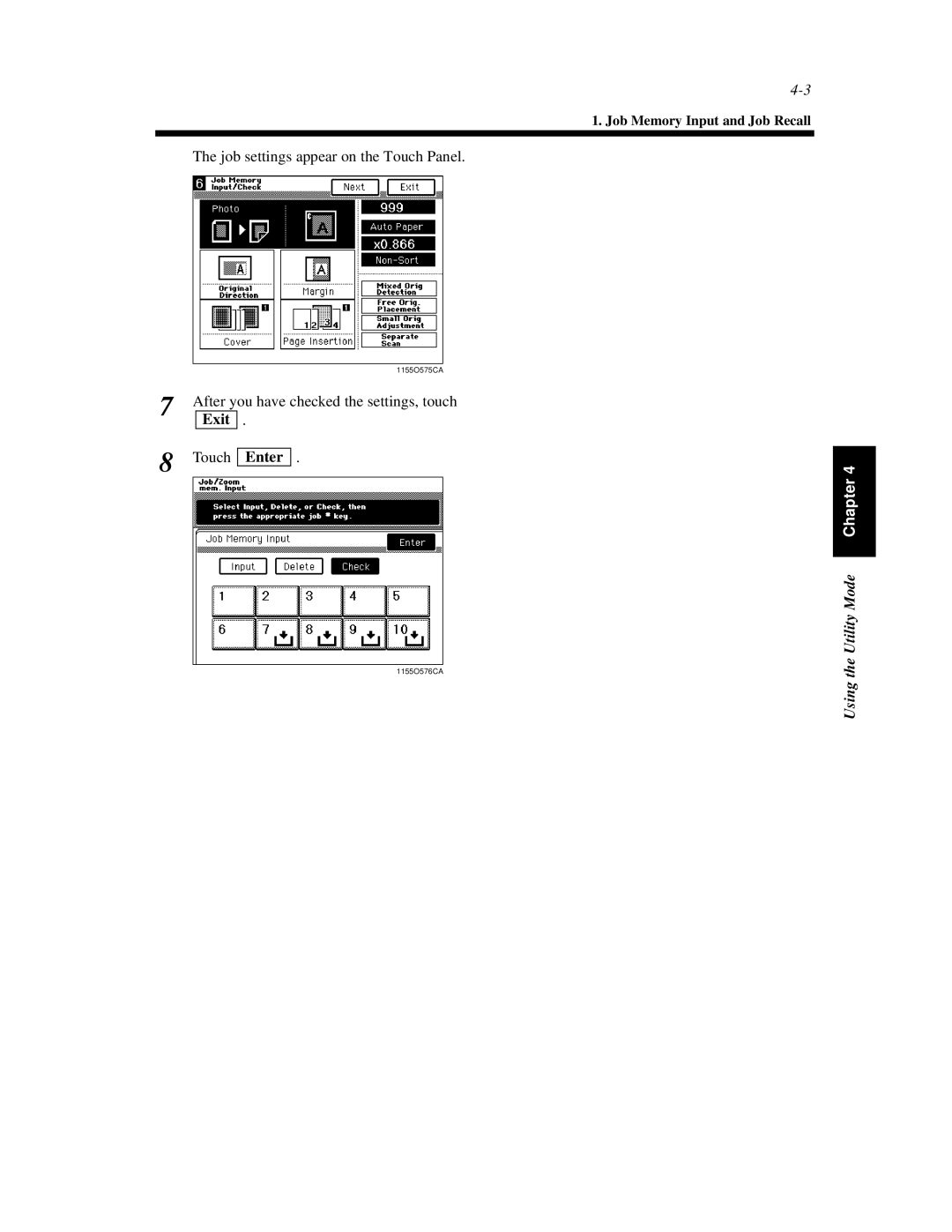 Hitachi Koki USA 52 manual Job settings appear on the Touch Panel 