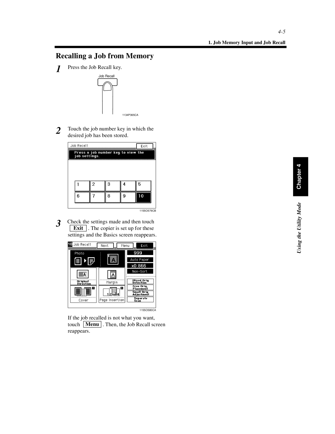 Hitachi Koki USA 52 manual Recalling a Job from Memory, Exit 