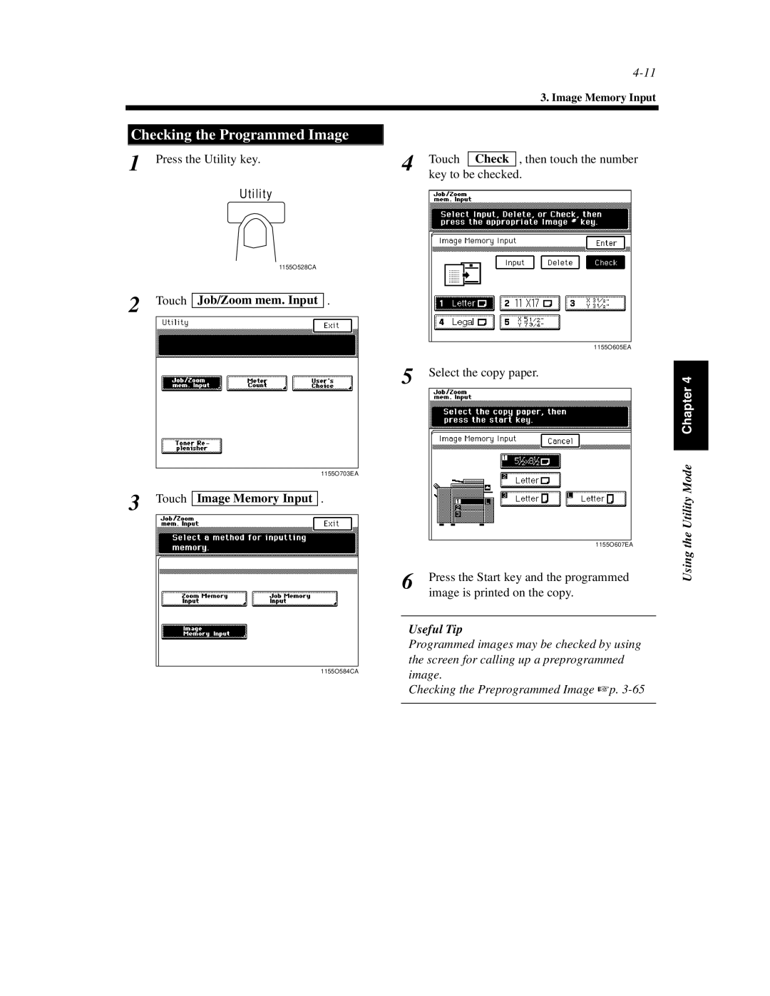 Hitachi Koki USA 52 manual Checking the Programmed Image, Touch Image Memory Input 