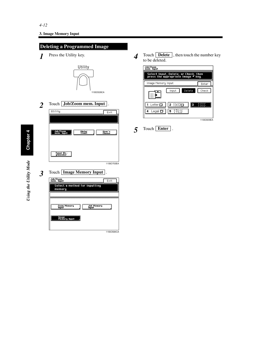 Hitachi Koki USA 52 manual Deleting a Programmed Image, Delete 