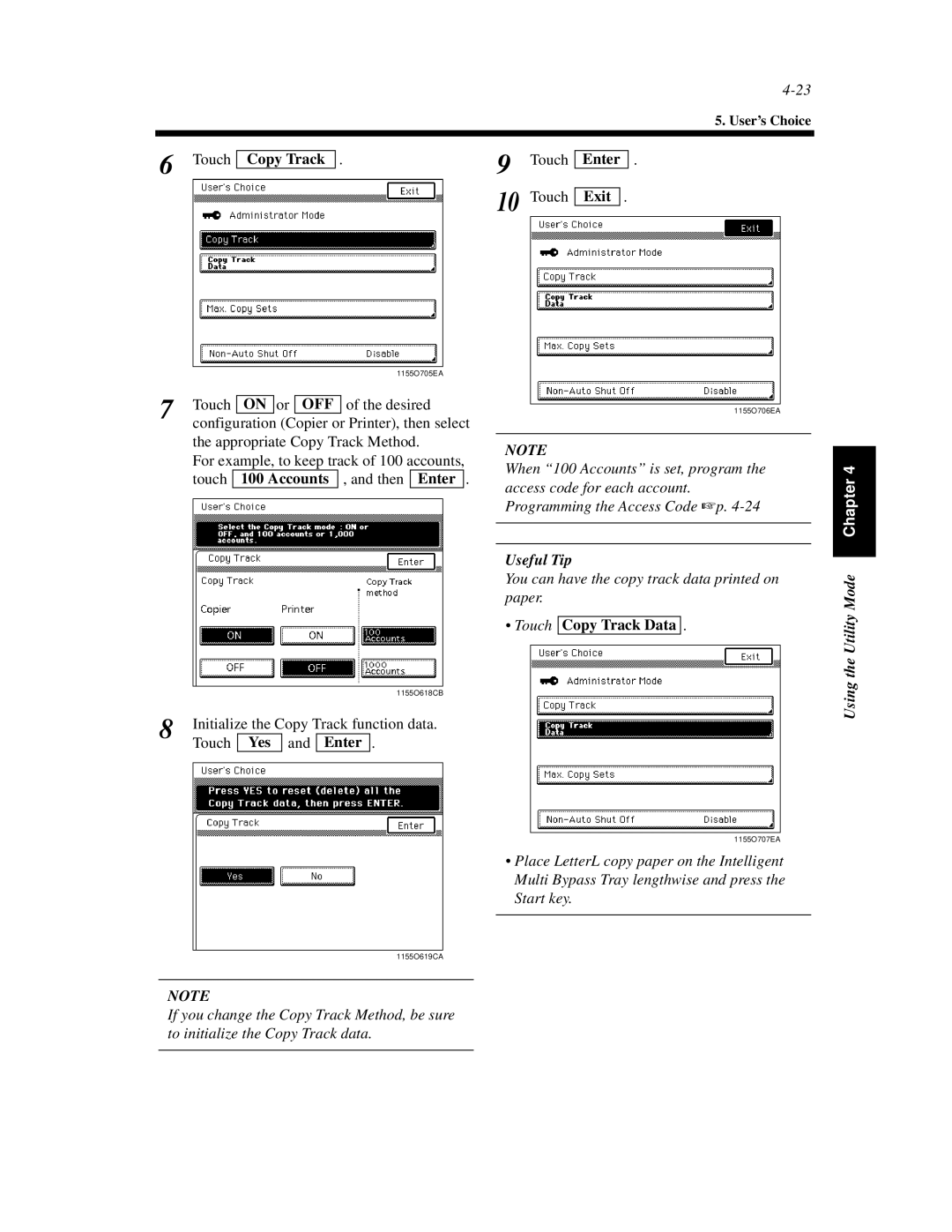 Hitachi Koki USA 52 manual Enter Exit, Accounts, Touch Copy Track Data, Yes Enter 