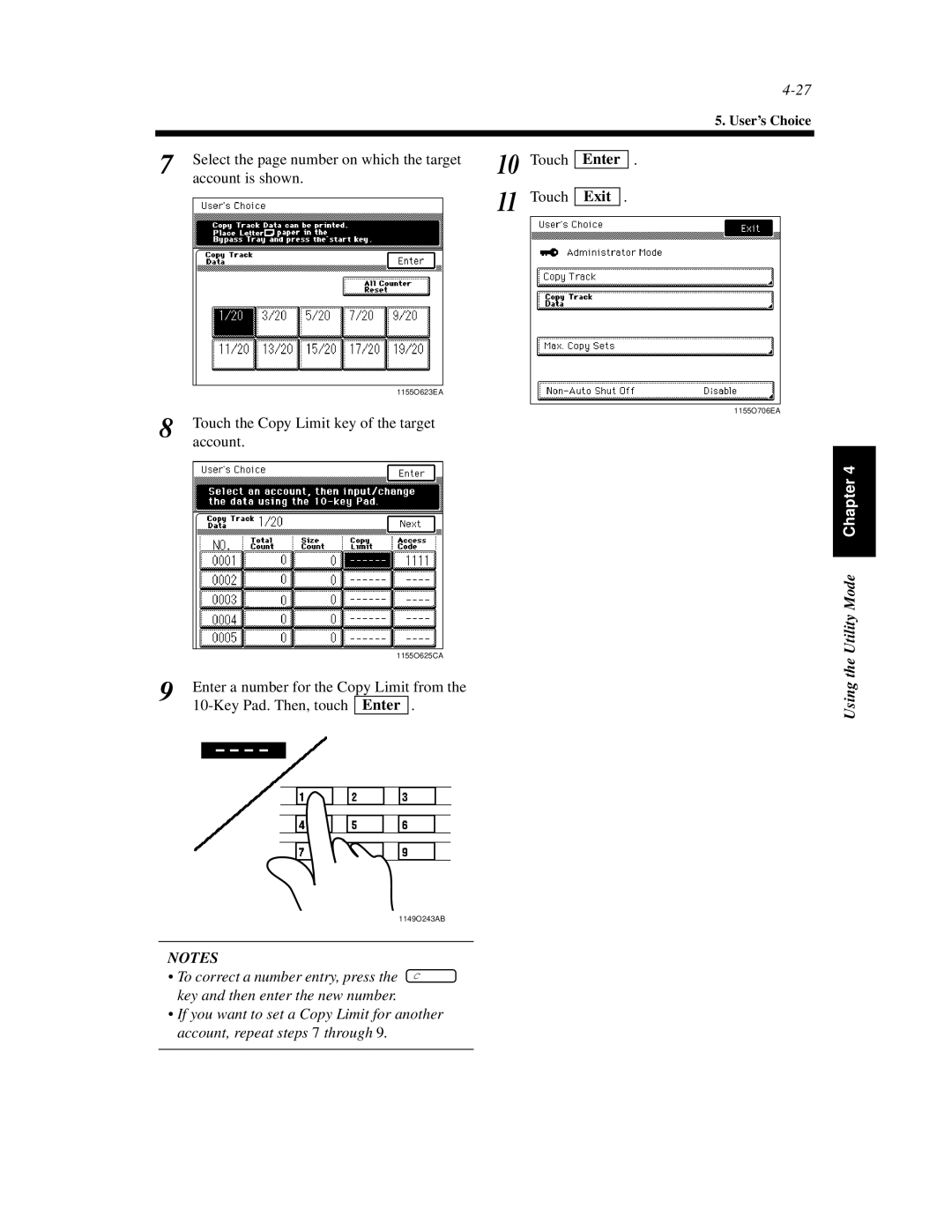 Hitachi Koki USA 52 manual Touch the Copy Limit key of the target 