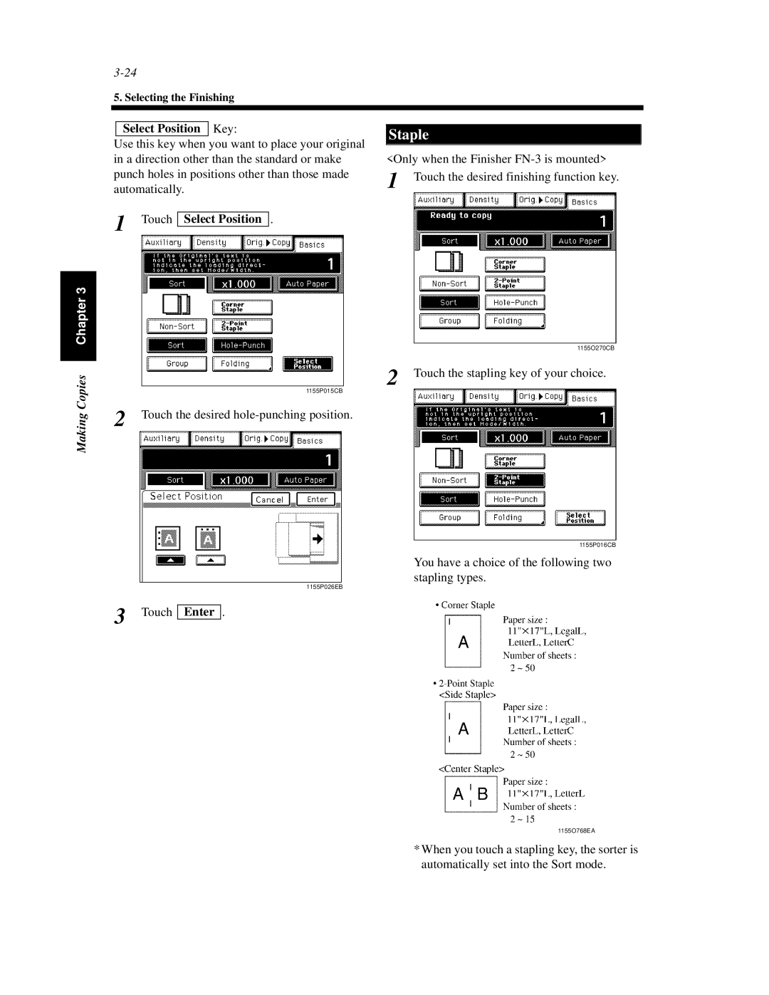 Hitachi Koki USA 52 manual Staple, Select Position Key, Touch Select Position 