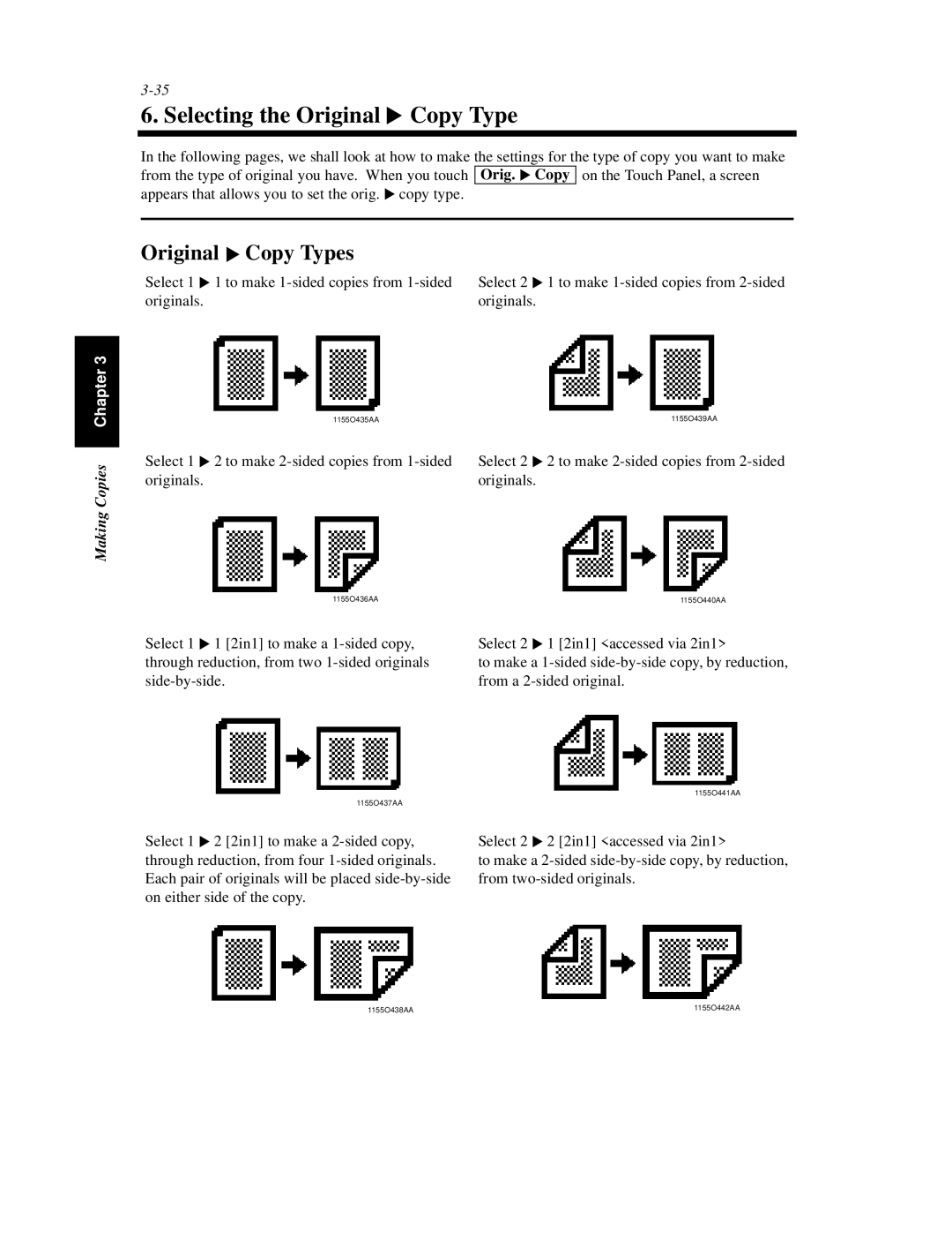 Hitachi Koki USA 52 manual Selecting the Original Copy Type, Original Copy Types 