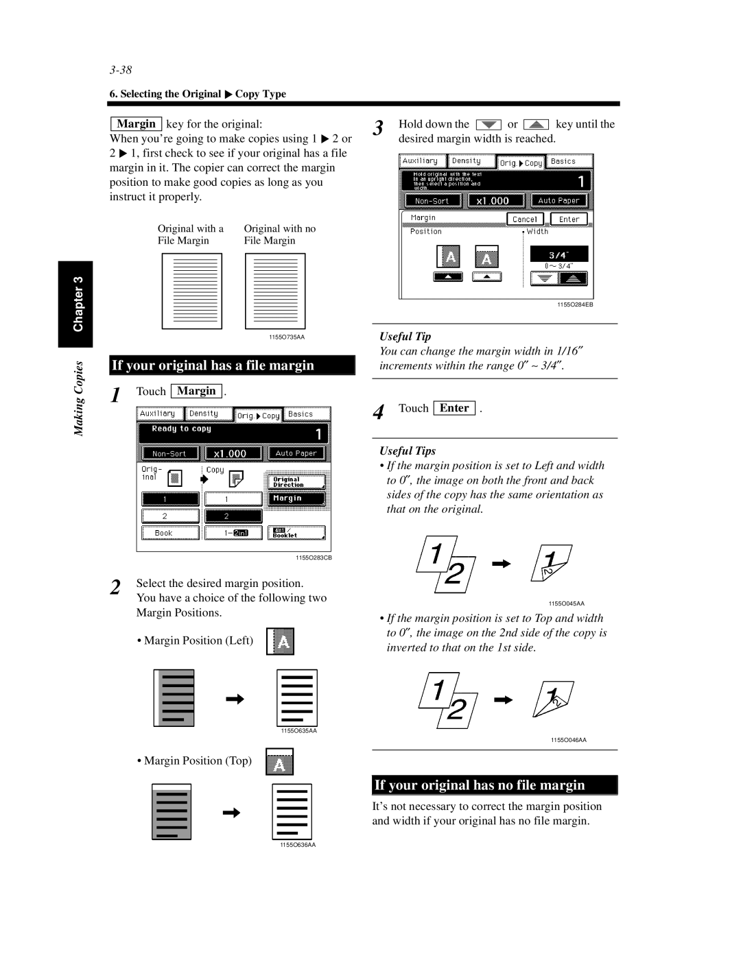 Hitachi Koki USA 52 manual If your original has a file margin, If your original has no file margin 