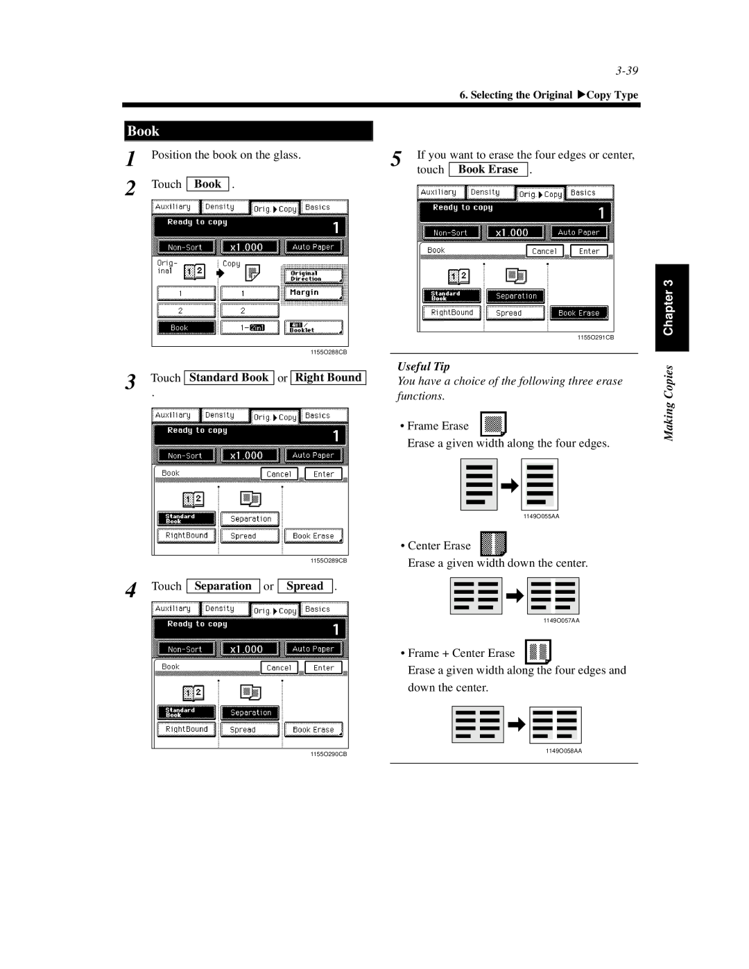 Hitachi Koki USA 52 manual Book Erase, Standard Book Right Bound, Touch Separation or Spread 