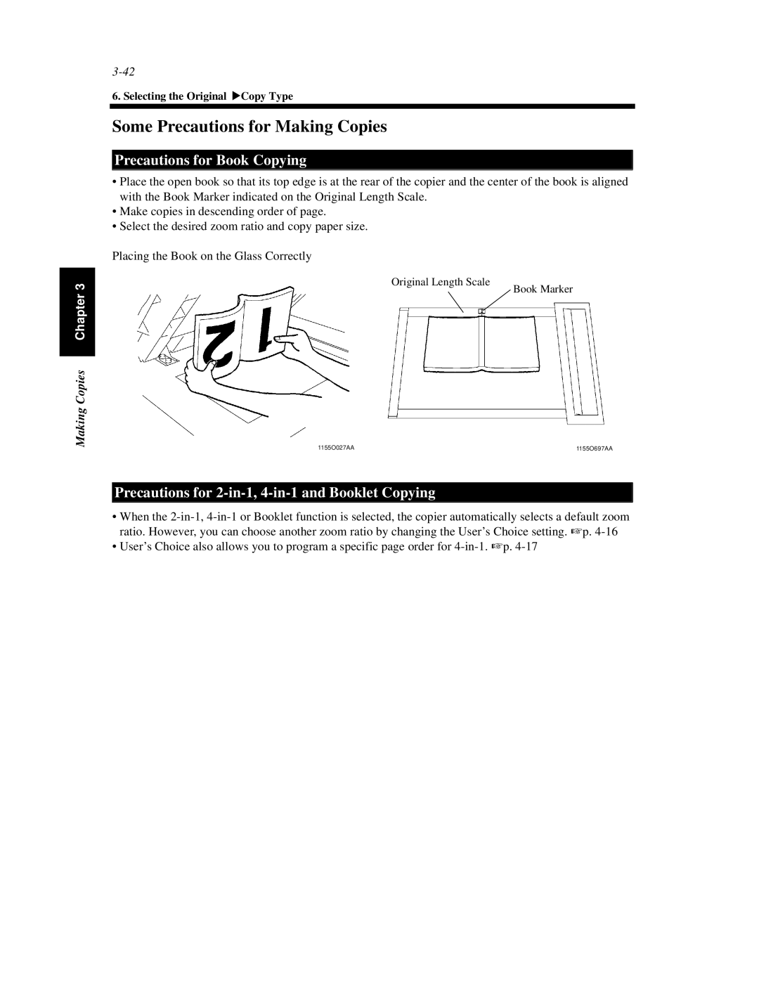 Hitachi Koki USA 52 manual Some Precautions for Making Copies, Precautions for Book Copying 