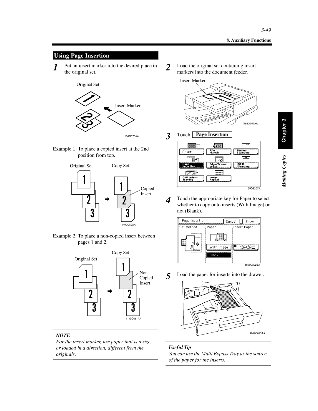 Hitachi Koki USA 52 manual Using Page Insertion, Touch Page Insertion 