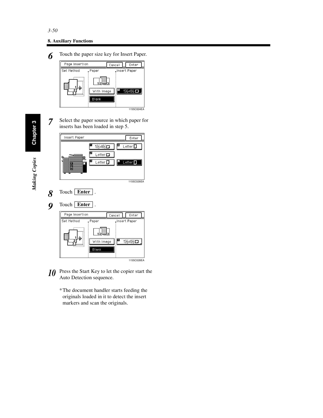 Hitachi Koki USA 52 manual Touch the paper size key for Insert Paper 