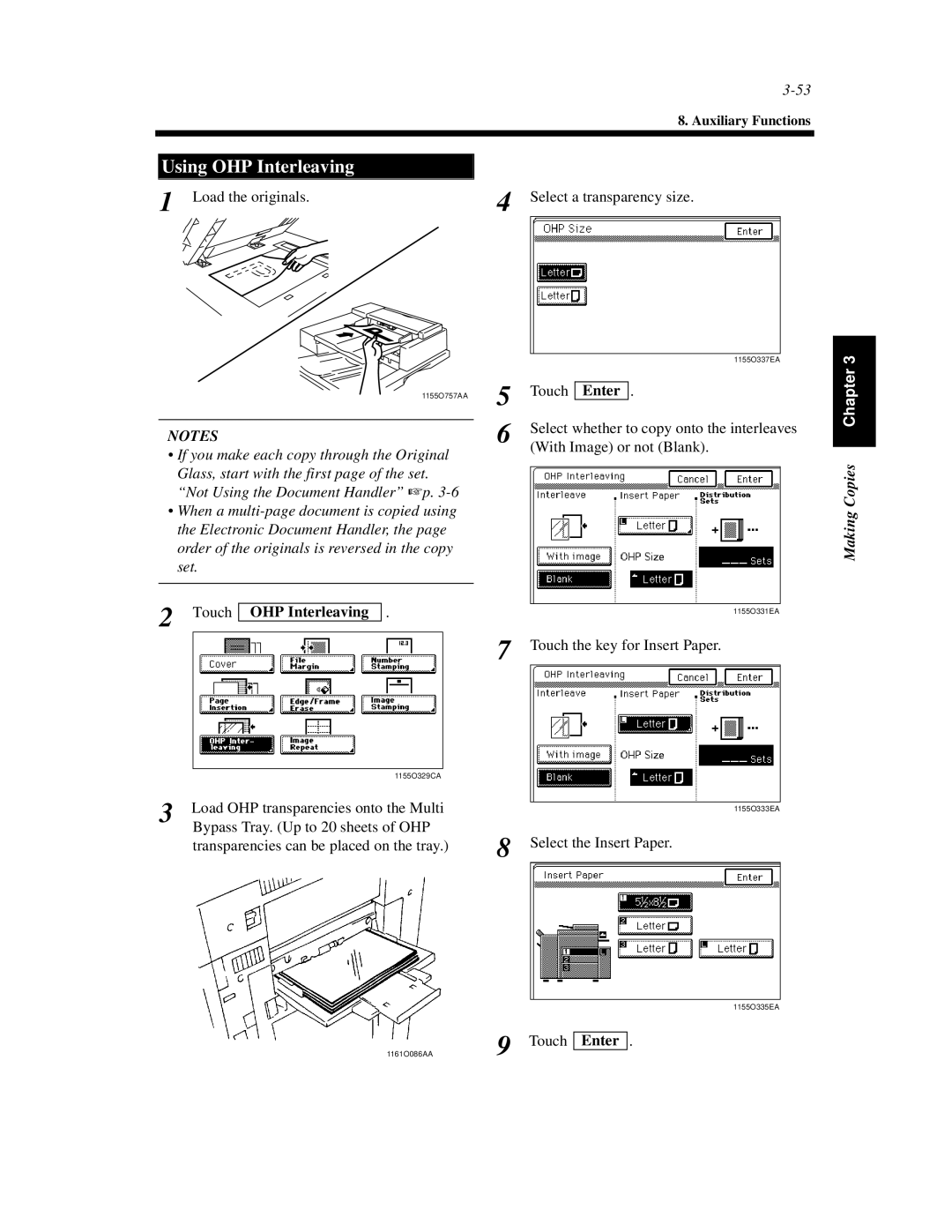 Hitachi Koki USA 52 manual Using OHP Interleaving, Touch OHP Interleaving 