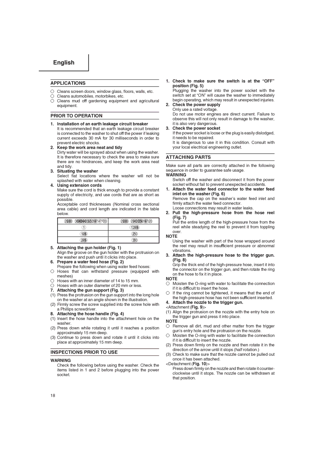 Hitachi Koki USA AW 150 manual Applications, Prior to Operation, Inspections Prior to USE, Attaching Parts 