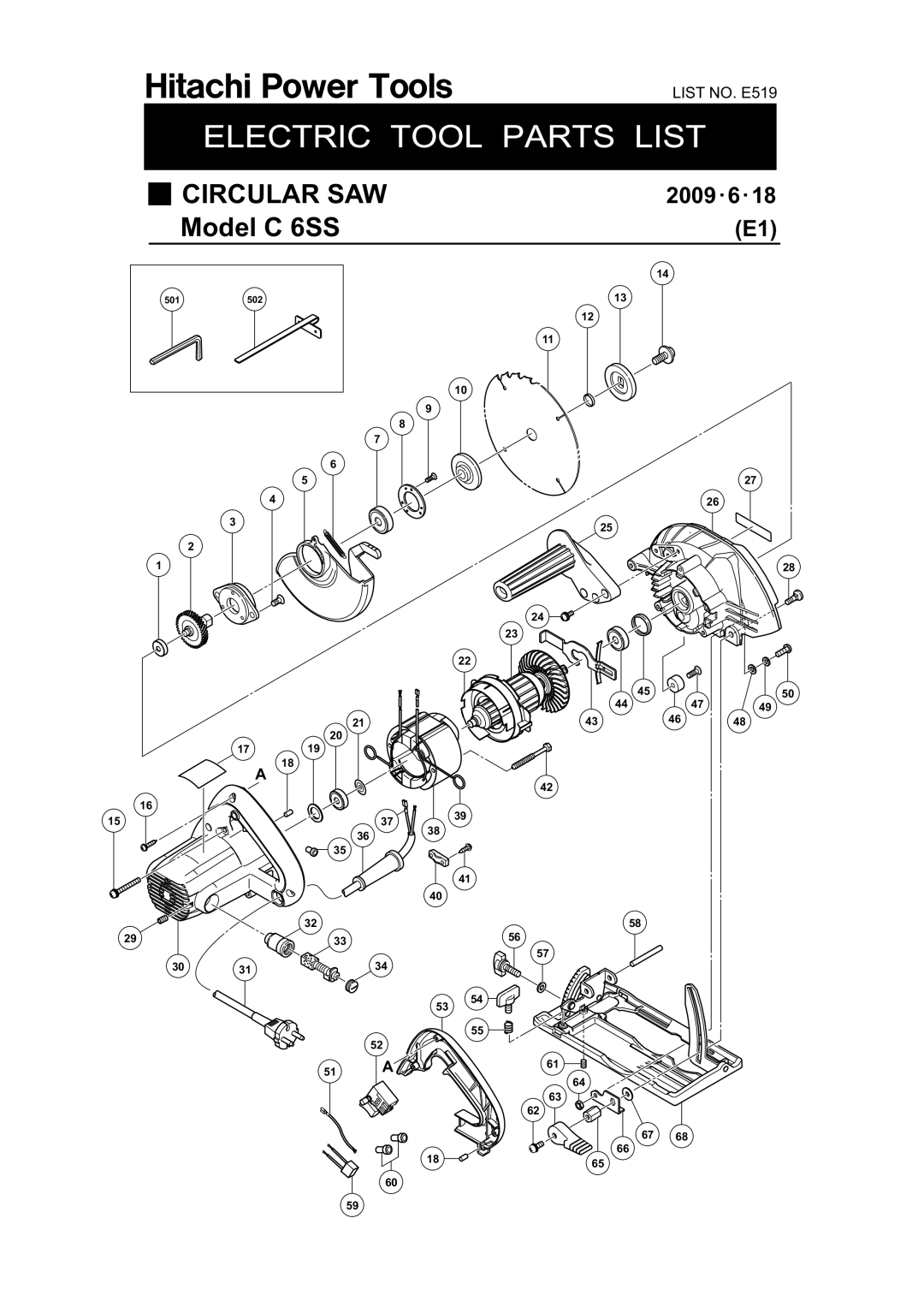 Hitachi Koki USA C 6SS, C7SS specifications Circular SAW 