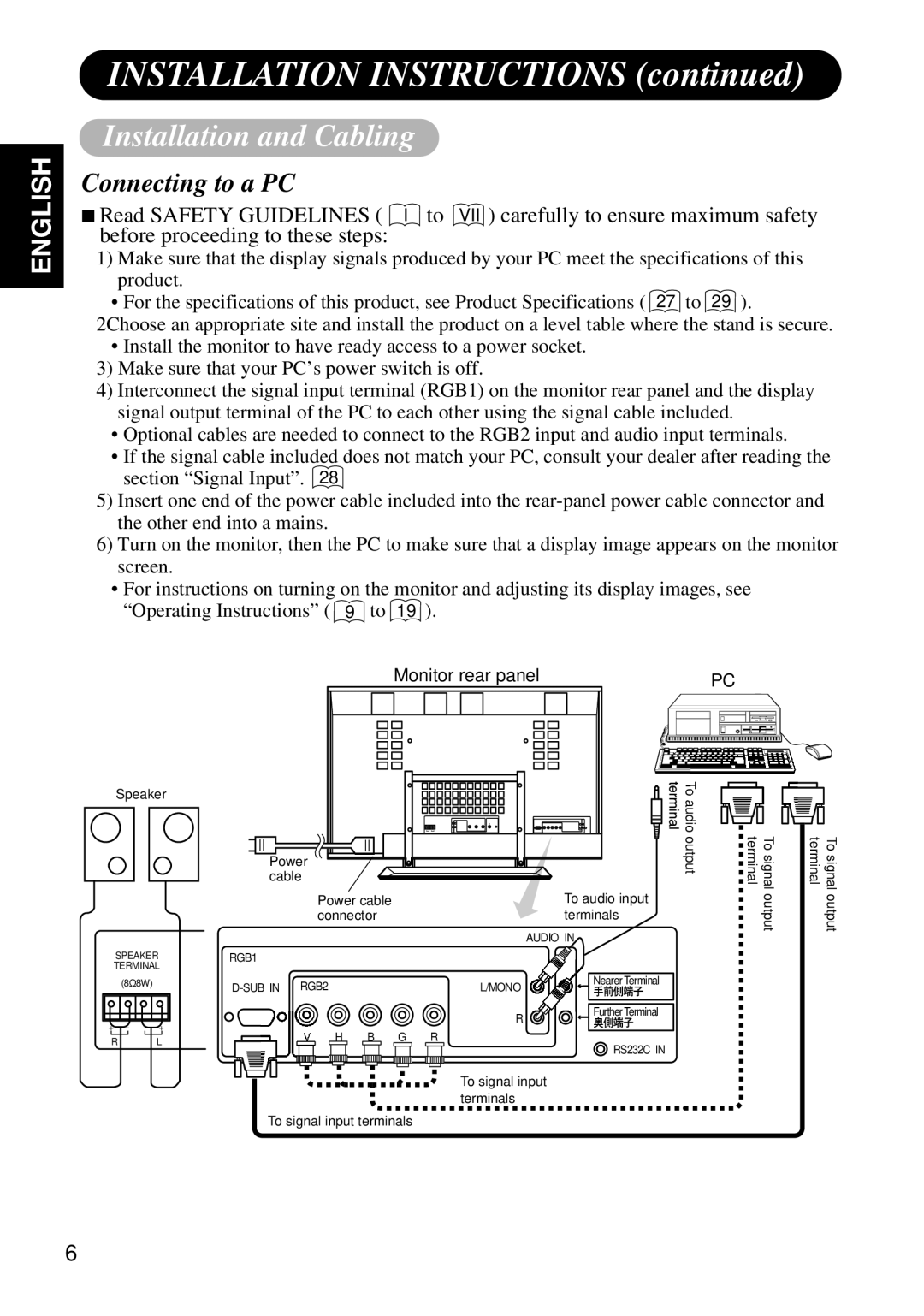 Hitachi Koki USA CMP4120HDUS user manual Installation and Cabling, Connecting to a PC 