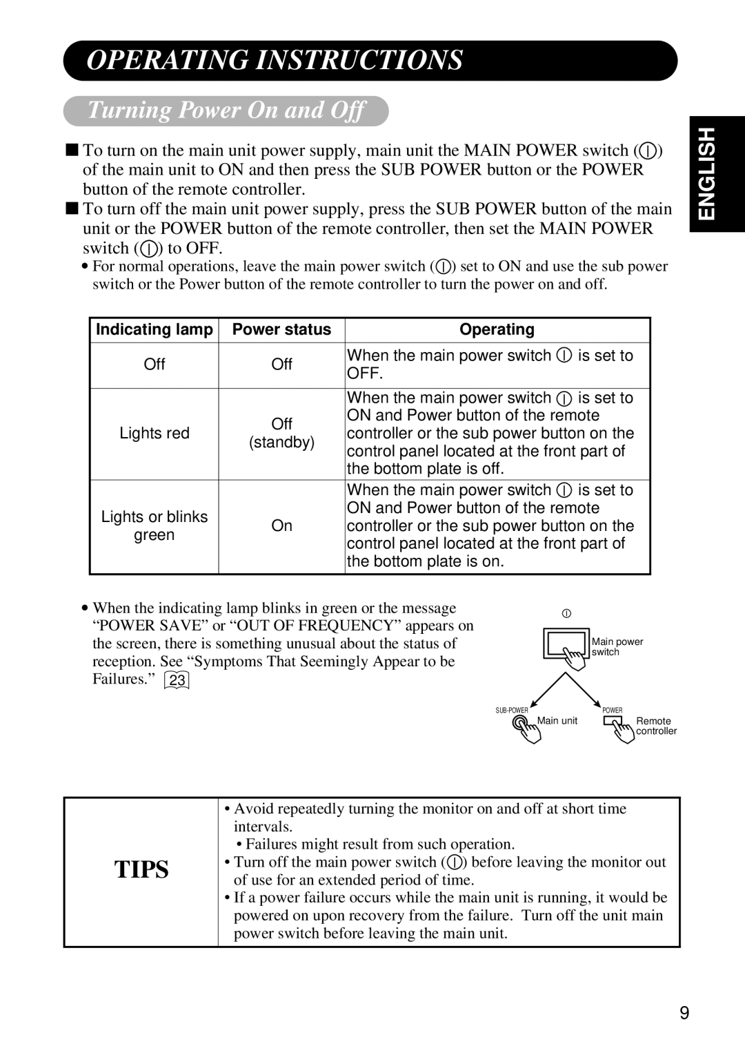 Hitachi Koki USA CMP4120HDUS user manual Operating Instructions, Turning Power On and Off 