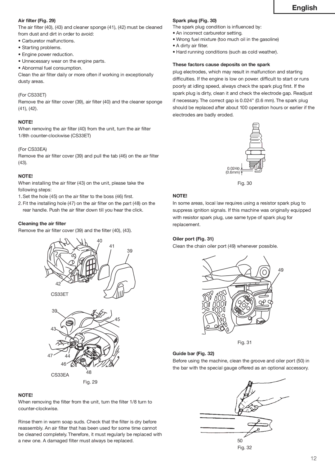 Hitachi Koki USA CS33ET, CS33EA manual 3PARKKPLUG &IG, 4HESEEFACTORSSCAUSEADEPOSITS Onetheosparkk, Ilerlportt&Ig 