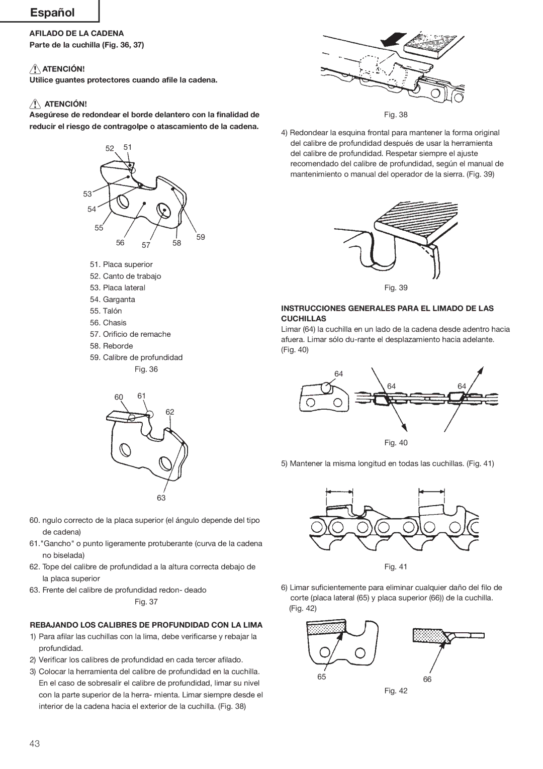 Hitachi Koki USA CS33EA manual #ª. 5TILICELGUANTES Protectores CUANDOUAüLE LAOCADENA, Ig      , Profundidad 