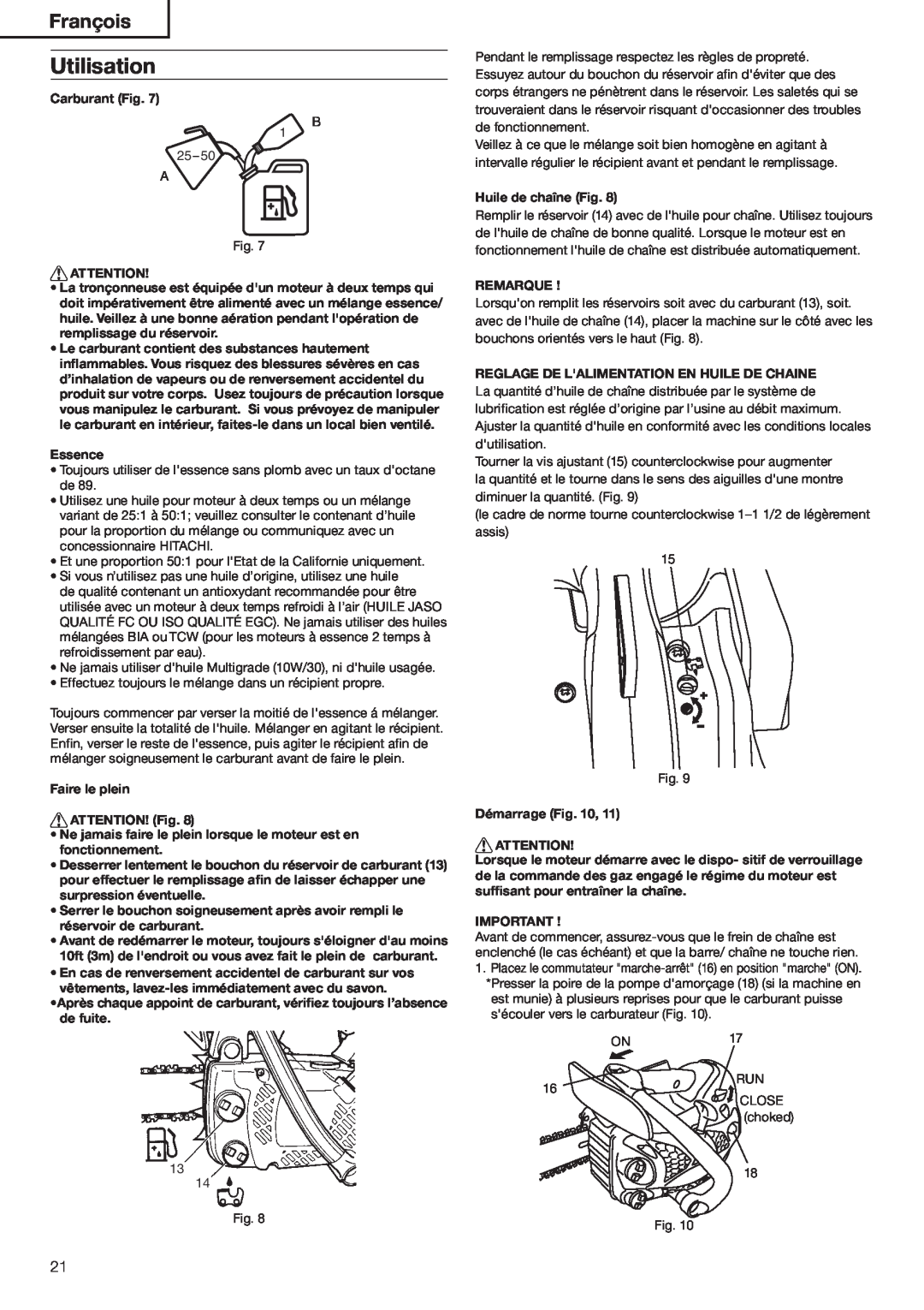 Hitachi Koki USA CS33EA, CS33ET manual 5TILISATION, RAN¾OIS, 25-50 A 