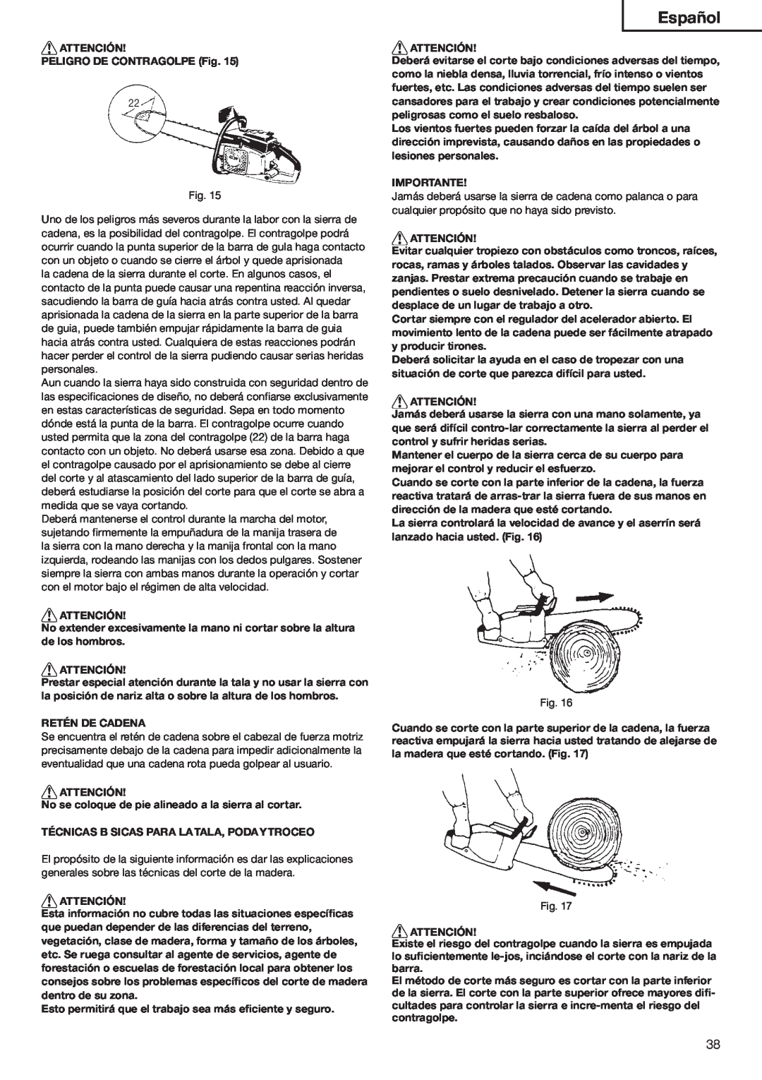 Hitachi Koki USA CS33ET, CS33EA manual SPAďOL 
