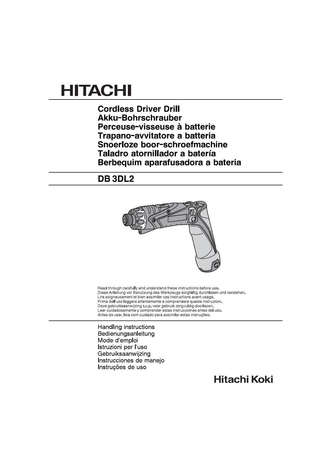 Hitachi Koki USA DB 3DL2 manual 