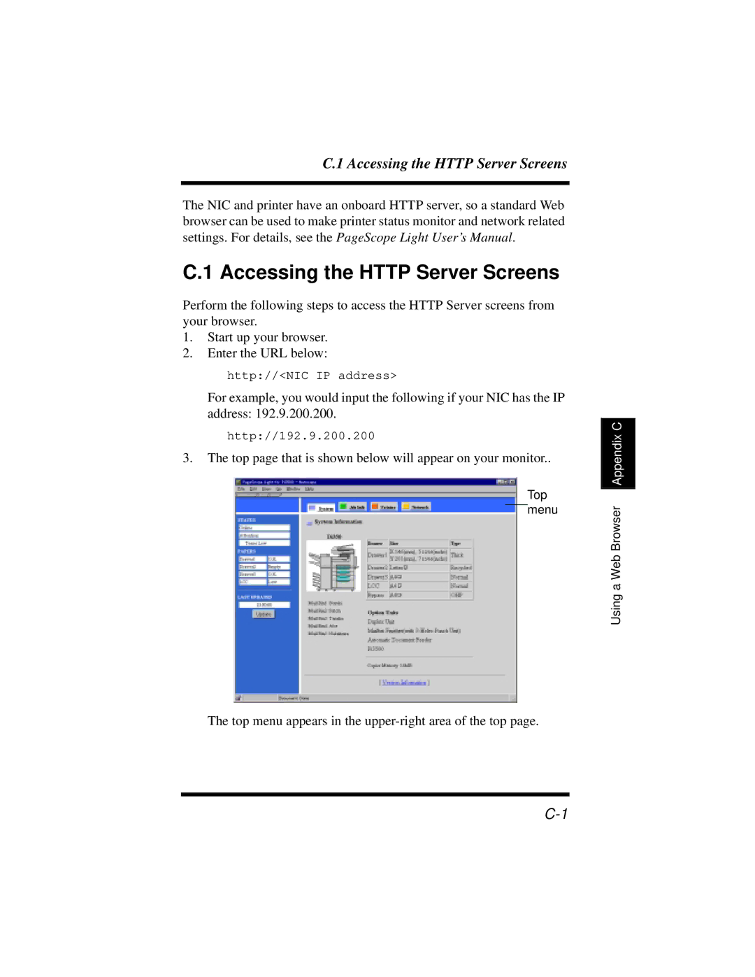 Hitachi Koki USA DDC 35n user manual Accessing the Http Server Screens 