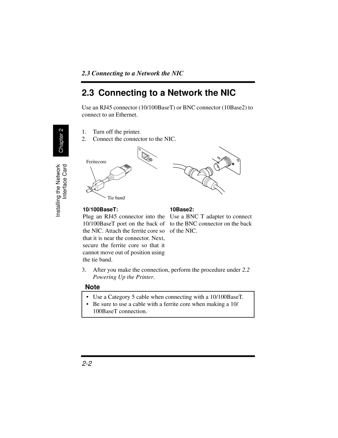 Hitachi Koki USA DDC 35n user manual Connecting to a Network the NIC 