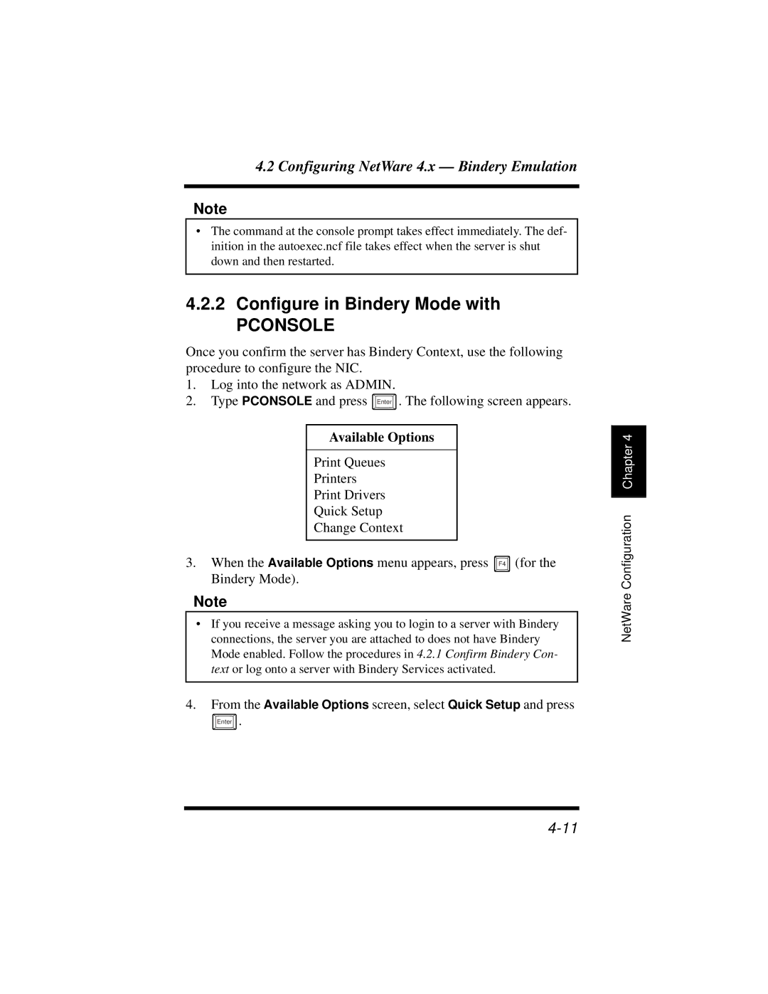 Hitachi Koki USA DDC 35n user manual Configure in Bindery Mode with, Pconsole 