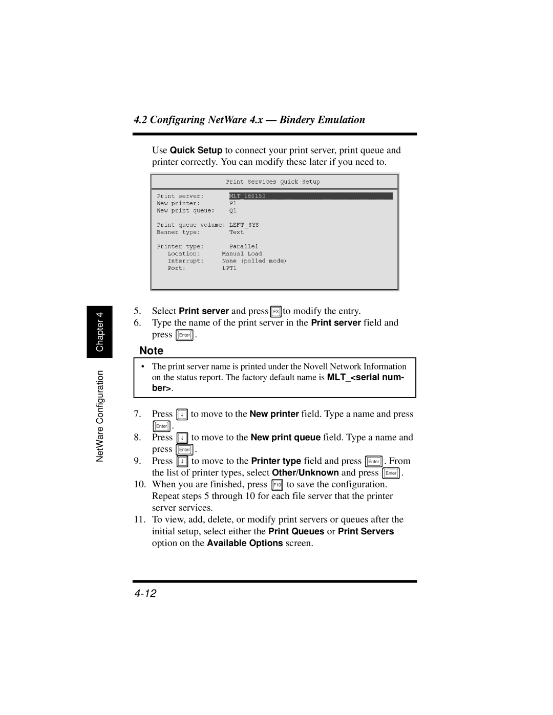 Hitachi Koki USA DDC 35n user manual Configuring NetWare 4.x Bindery Emulation 