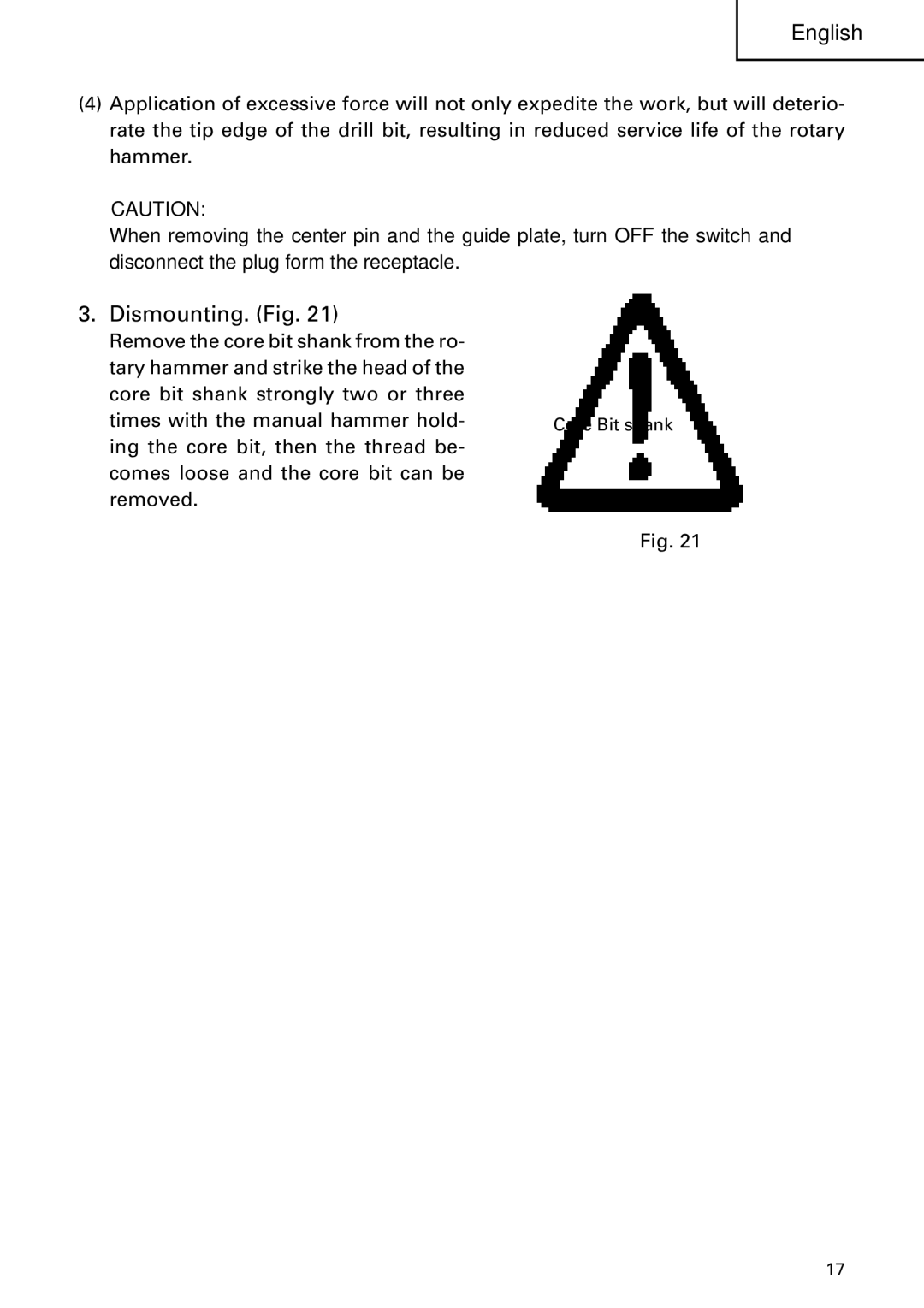 Hitachi Koki USA DH 24PC instruction manual Dismounting. Fig 