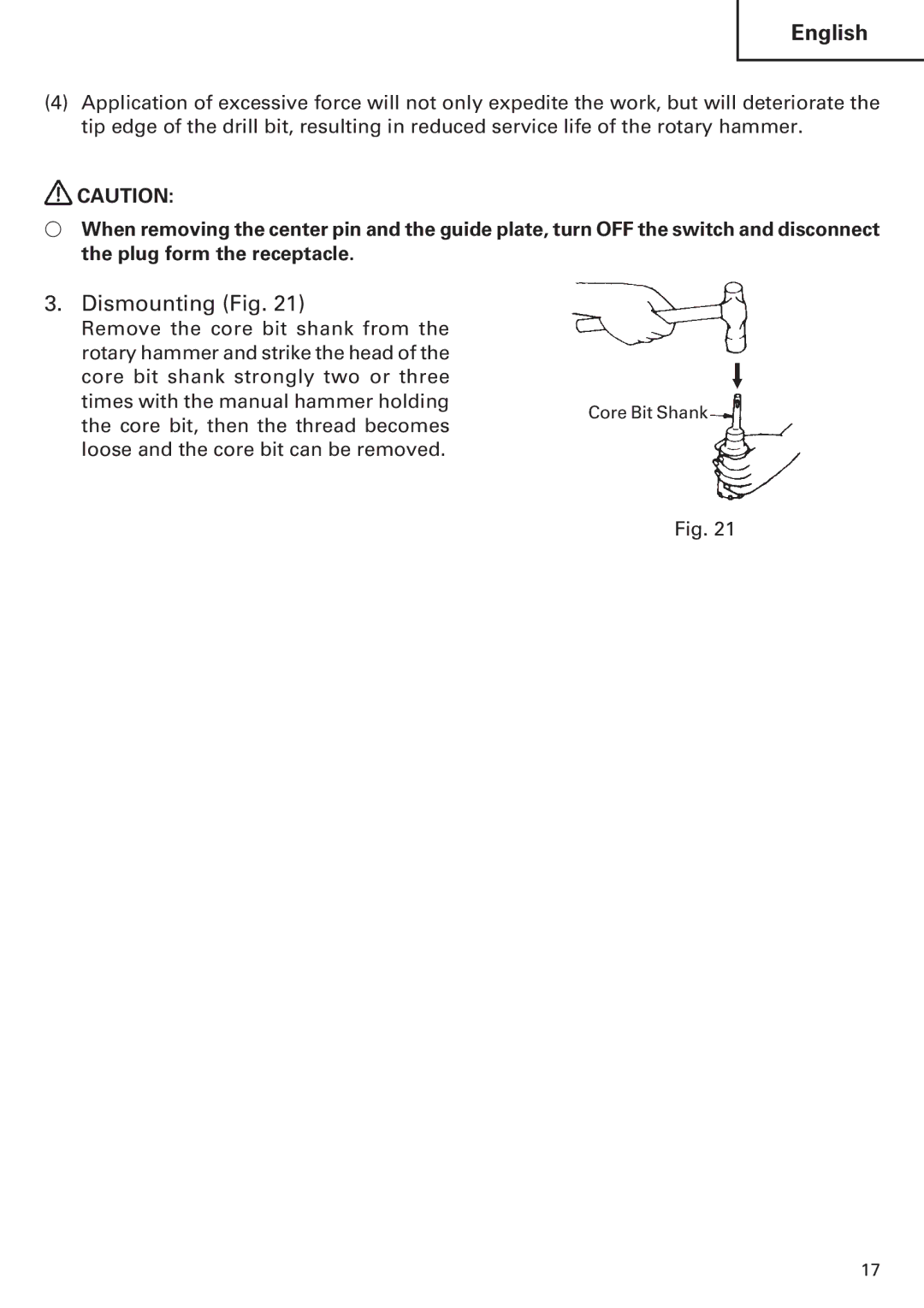 Hitachi Koki USA DH 24PE instruction manual Dismounting Fig 