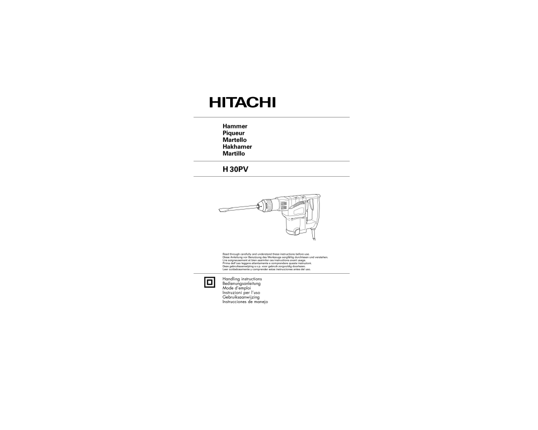 Hitachi Koki USA H 30PV manual 