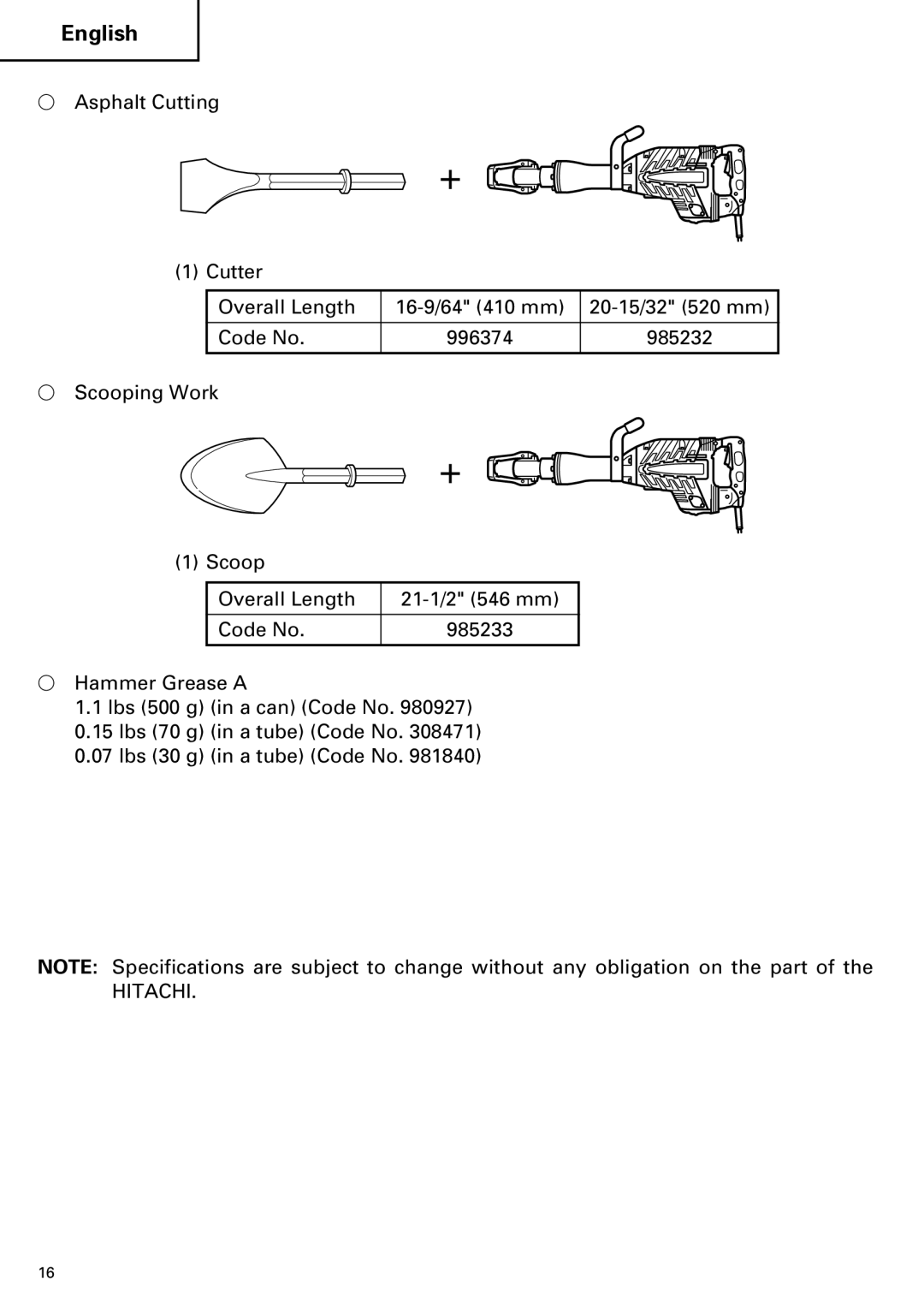 Hitachi Koki USA H 65SD2 instruction manual Hitachi 