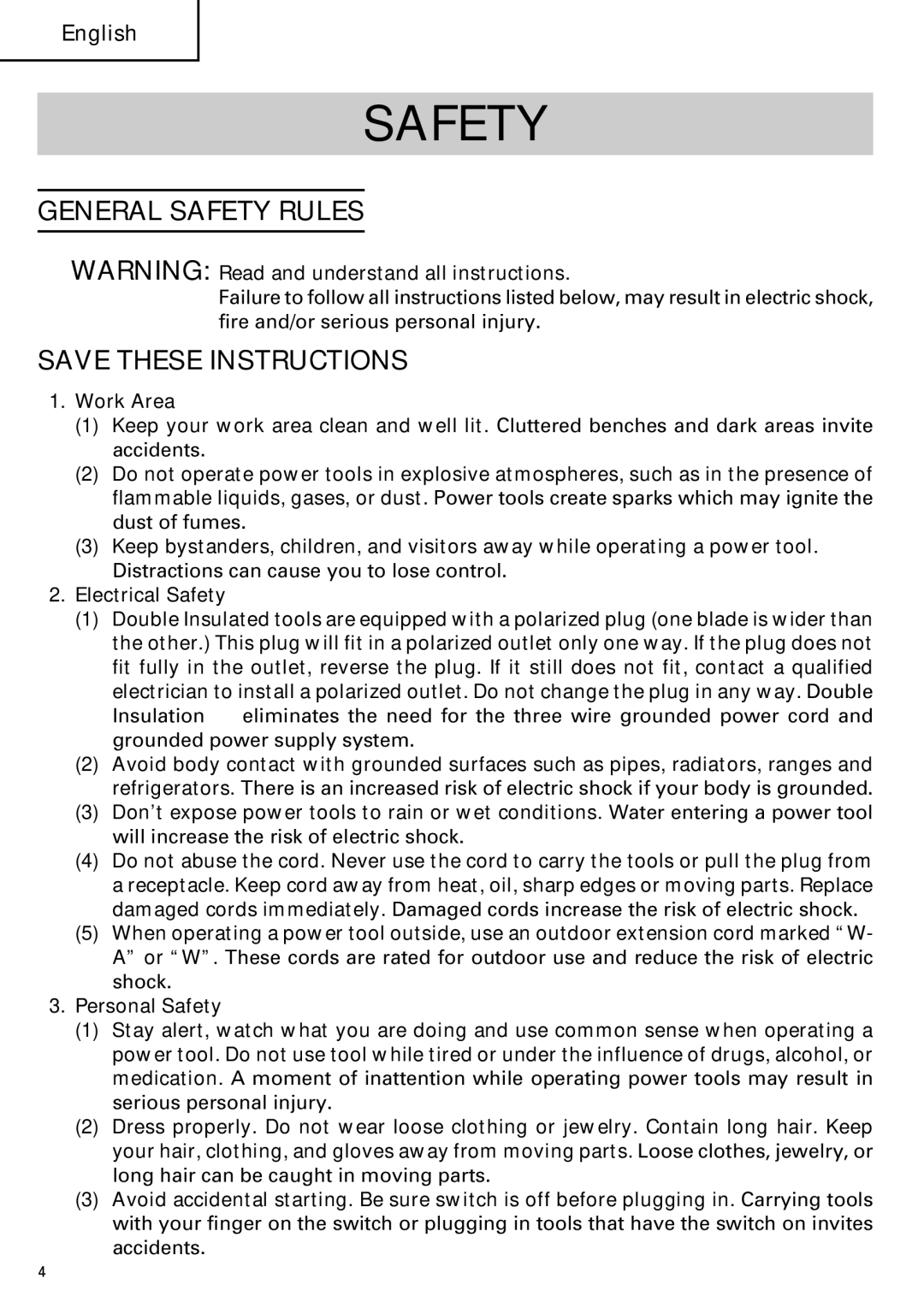 Hitachi Koki USA H 65SD2 instruction manual General Safety Rules 