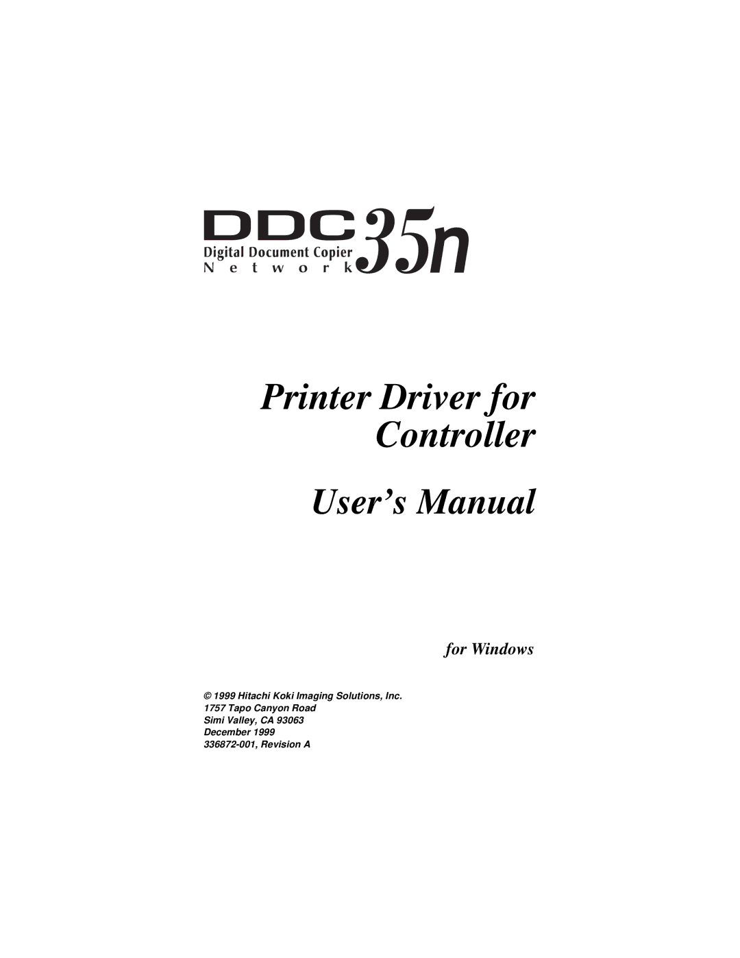 Hitachi Koki USA Hi-35pc user manual Printer Driver for Controller 