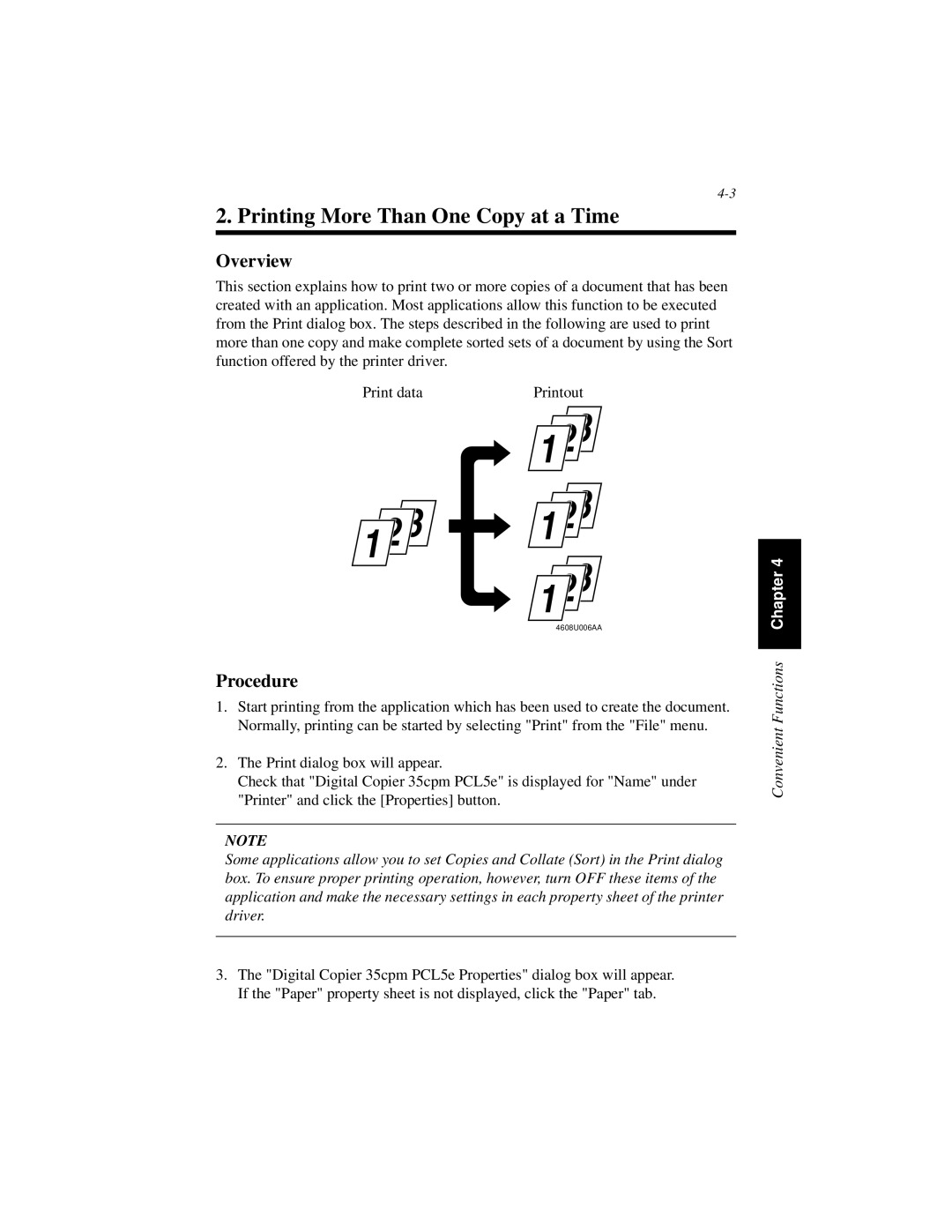 Hitachi Koki USA Hi-35pc user manual Printing More Than One Copy at a Time, Overview, Procedure 