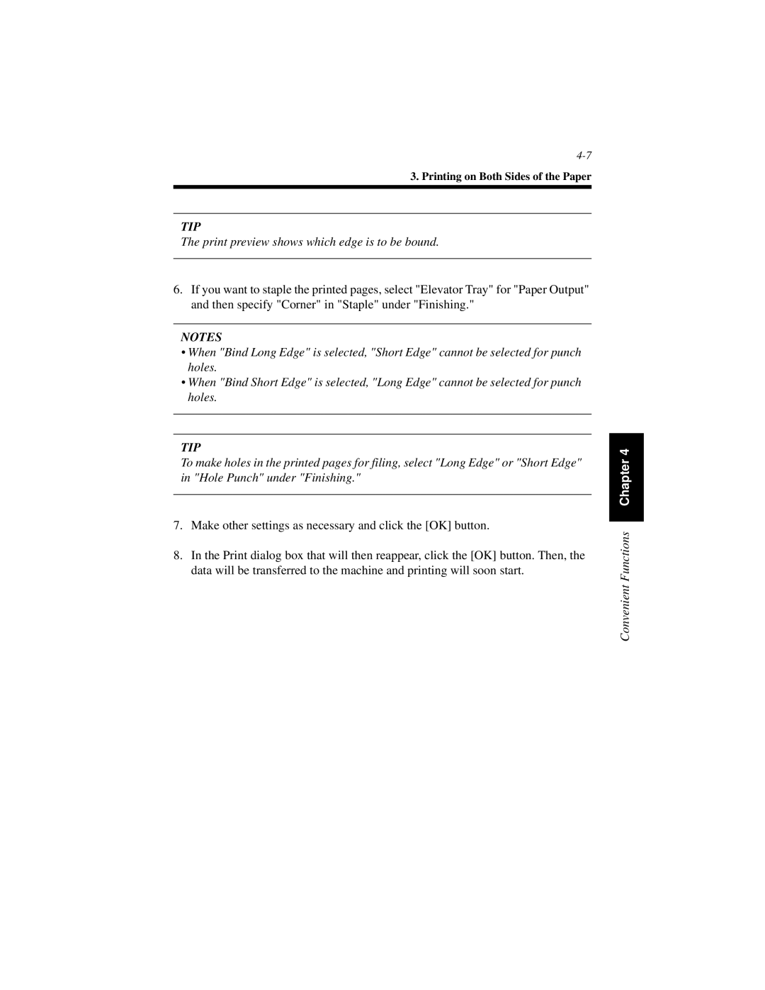 Hitachi Koki USA Hi-35pc user manual Print preview shows which edge is to be bound 