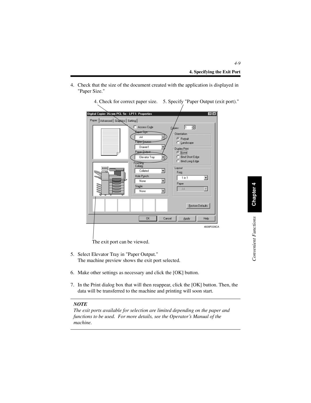 Hitachi Koki USA Hi-35pc user manual Specifying the Exit Port 