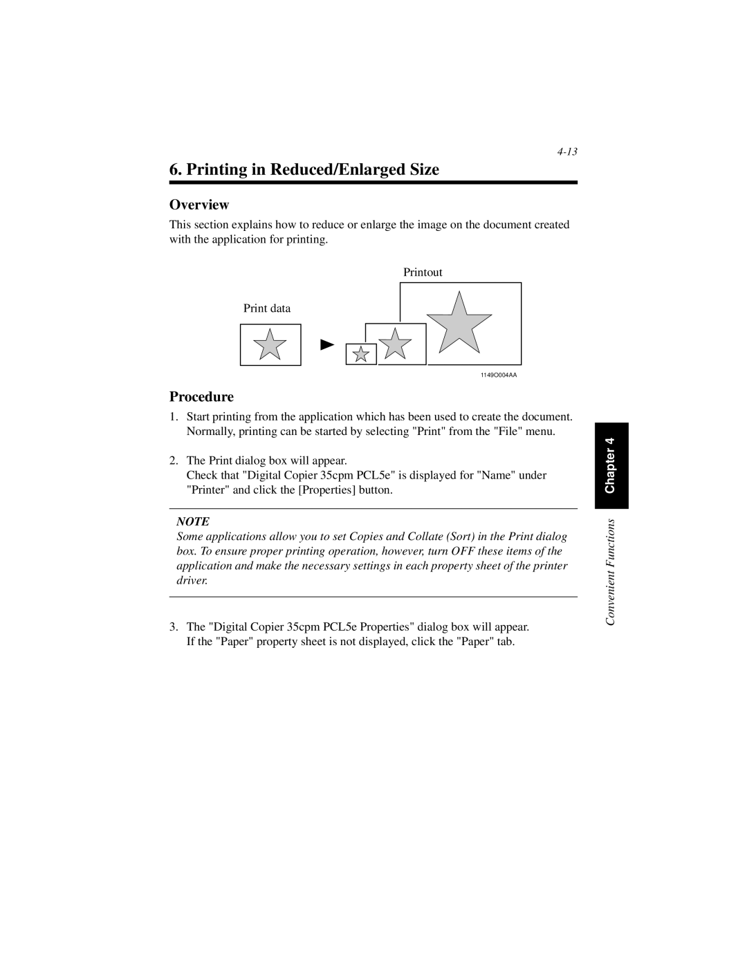 Hitachi Koki USA Hi-35pc user manual Printing in Reduced/Enlarged Size, Overview 