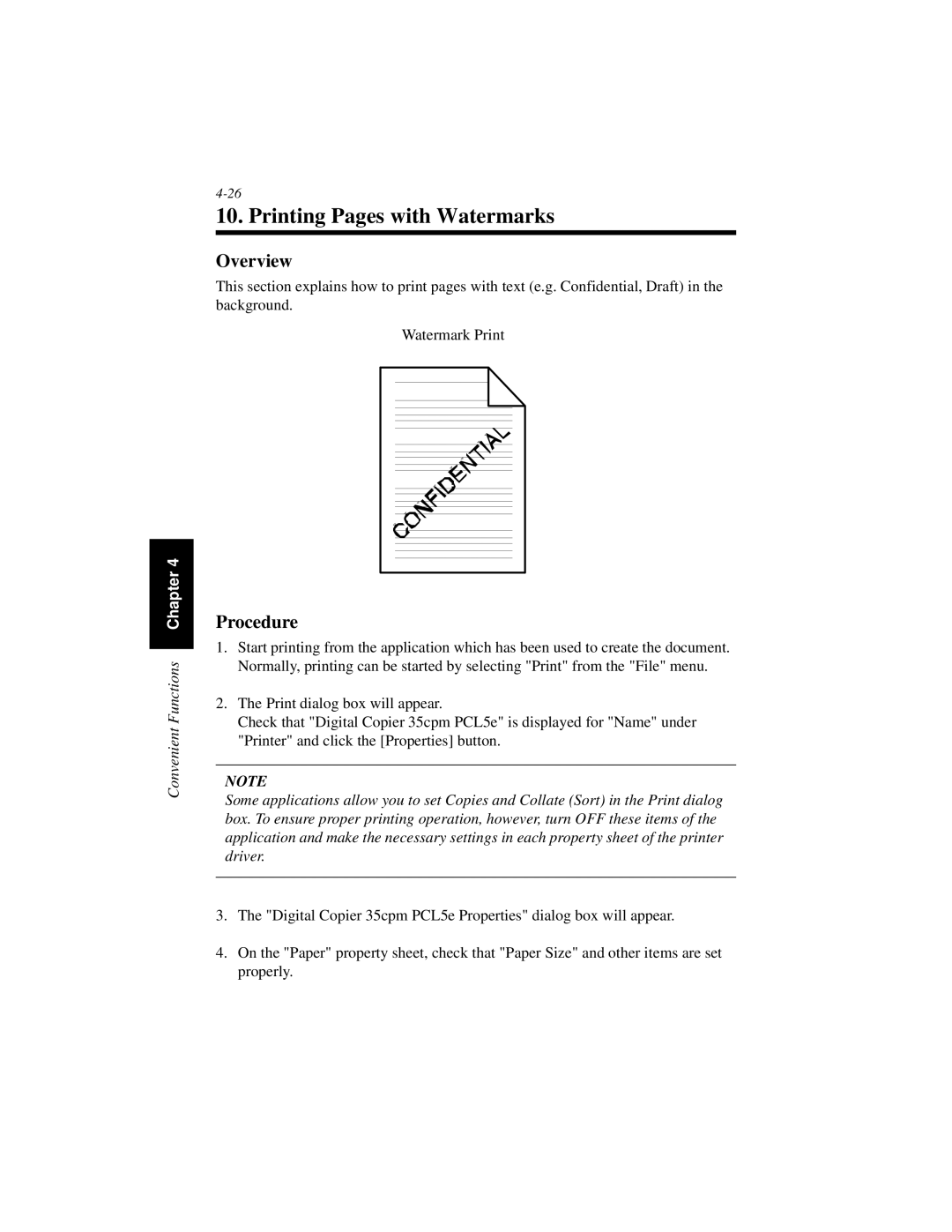 Hitachi Koki USA Hi-35pc user manual Printing Pages with Watermarks 