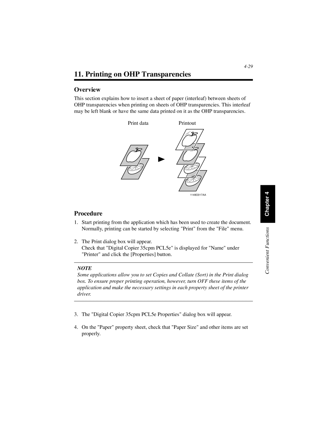 Hitachi Koki USA Hi-35pc user manual Printing on OHP Transparencies, Overview 