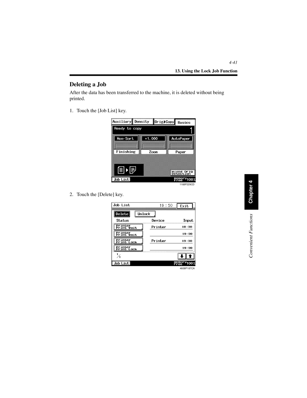 Hitachi Koki USA Hi-35pc user manual Deleting a Job 