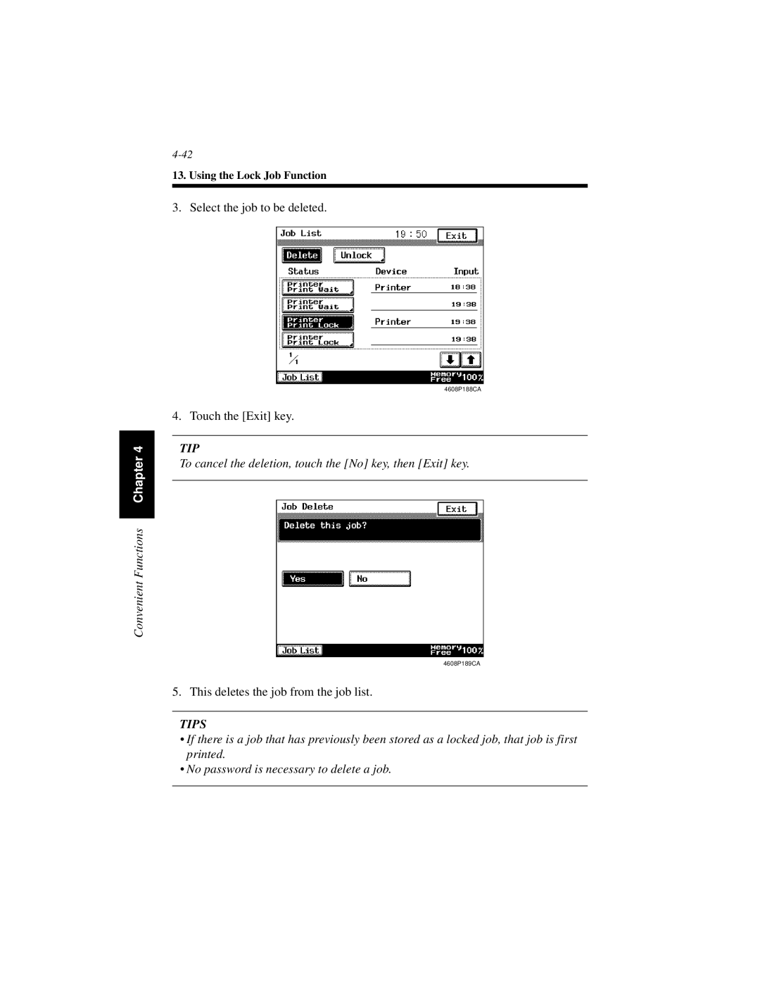 Hitachi Koki USA Hi-35pc user manual To cancel the deletion, touch the No key, then Exit key 